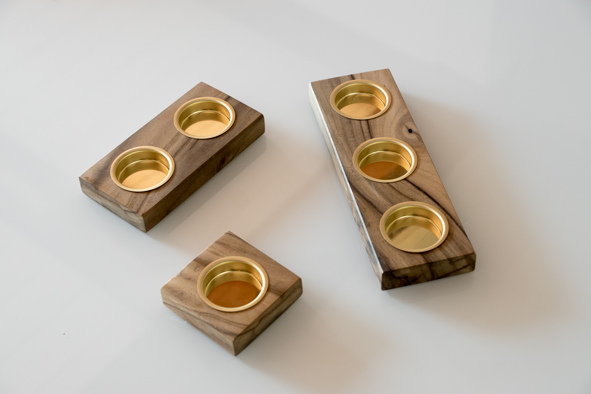 Set Teelichthalter 'Nuss' H1 gold
